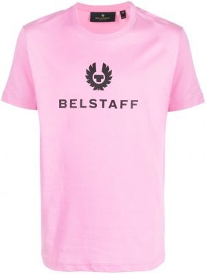 Памучна тениска с принт Belstaff розово