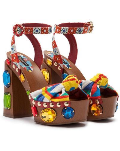 Sandały na platformie z kryształkami Dolce And Gabbana
