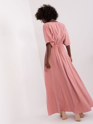 Dlouhé šaty s krátkými rukávy Fashionhunters růžové