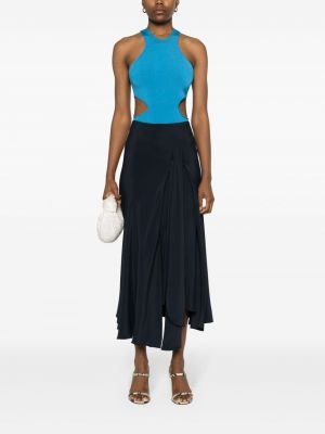Spódnica midi asymetryczna z krepy Victoria Beckham niebieska