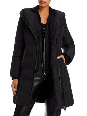 Асимметричное пальто с капюшоном Mackage черное