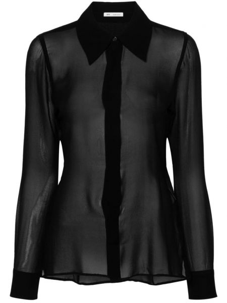 Krepová hedvábná košile Ami Paris černá