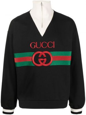 Siuvinėtas ilgas megztinis Gucci juoda