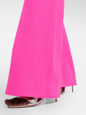 Vlněné rovné kalhoty s vysokým pasem David Koma růžové