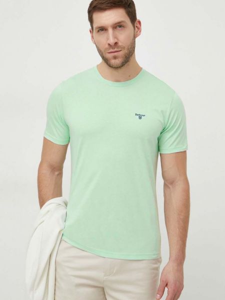 Памучна тениска с дълъг ръкав Barbour зелено