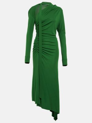 Asimetrična jersey midi obleka Victoria Beckham zelena