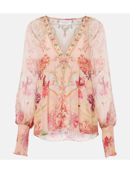 Blomstret silke bluse Camilla