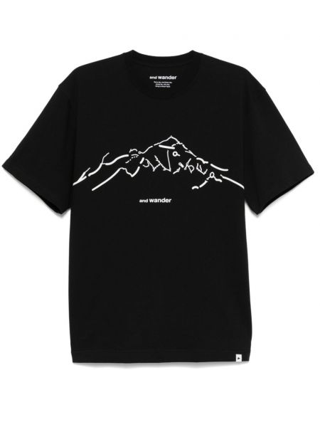 T-shirt med abstrakt print And Wander sort