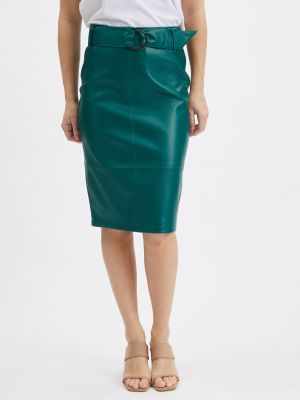 Kožená puzdrová sukňa Orsay zelená