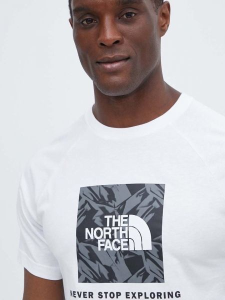 Koszulka bawełniana z nadrukiem The North Face biała