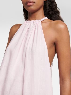 Lanena maksi haljina Asceno ružičasta