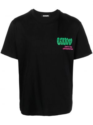 Kokvilnas t-krekls ar pērlītēm ar apdruku Barrow melns