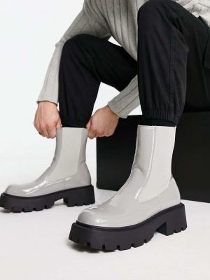 Кожаные ботинки челси с квадратным носком из искусственной кожи Truffle Collection серые
