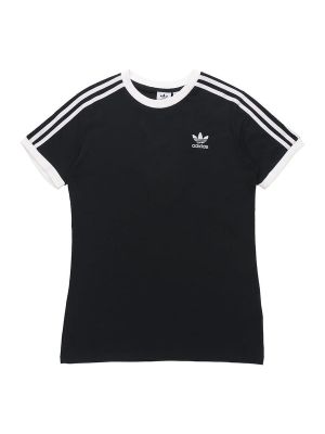 Черная спортивная футболка в полоску с коротким рукавом с круглым вырезом Adidas Originals