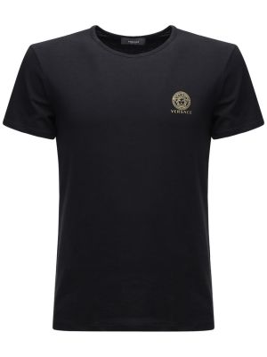 Camiseta de algodón Versace Underwear negro