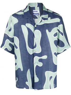 Ленена риза с принт с абстрактен десен Jacob Cohën синьо