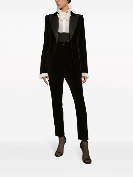 Pantalon taille haute en velours Dolce & Gabbana noir