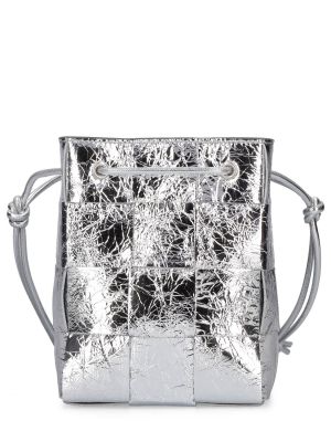 Crossbody táska Bottega Veneta ezüstszínű