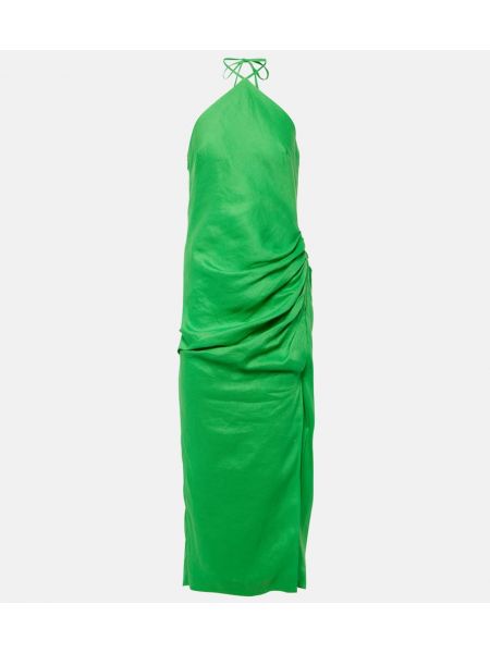 Ľanové dlouhé šaty Simkhai zelená