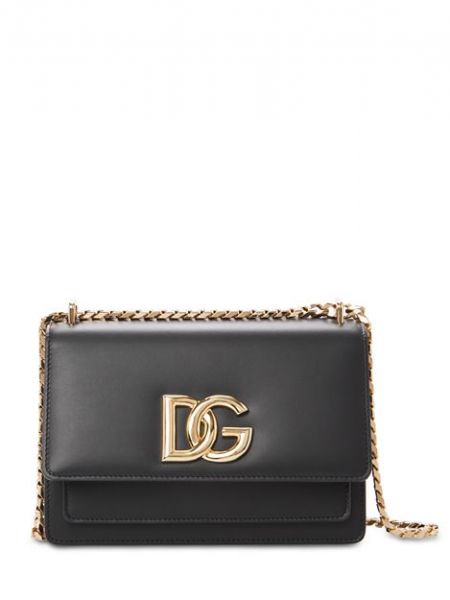 Кожаная сумка через плечо Dolce & Gabbana черная