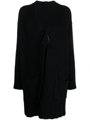 Асиметрично палто с v-образно деколте Yohji Yamamoto черно