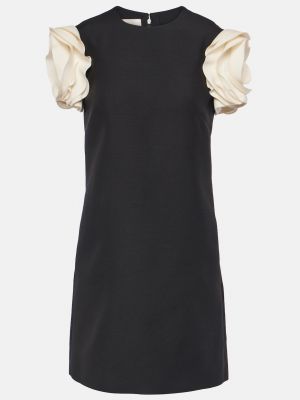 Платье мини с аппликацией из крепа Valentino черное