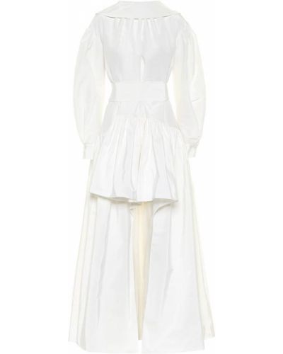 Asymetrické bavlněné dlouhé šaty Alexander Mcqueen bílé
