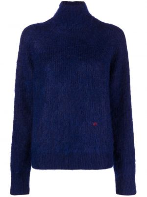 Długi sweter wełniane z długim rękawem Victoria Beckham - niebieski