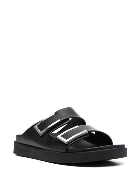 Sandały skórzane na sprzączkę Calvin Klein czarne