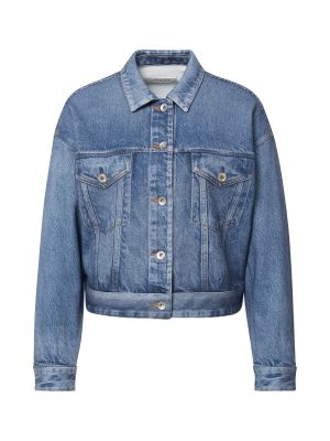 Jednofarebná bavlnená priliehavá džínsová bunda Rag & Bone - modrá