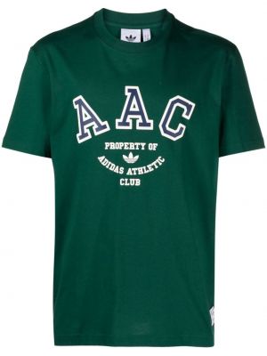 Kokvilnas t-krekls ar apaļu kakla izgriezumu Adidas zaļš