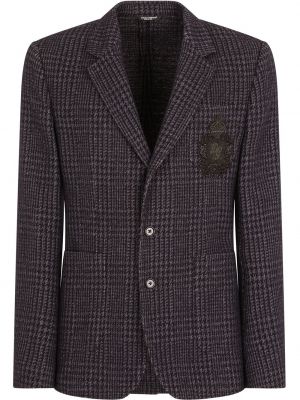 Sjekket ull lang blazer Dolce & Gabbana svart