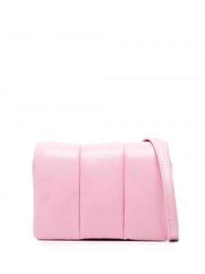 Ватирани кожени чанта през рамо Stand Studio розово