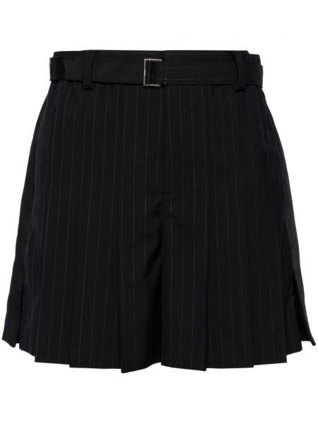 Gestreifte shorts mit plisseefalten Sacai schwarz