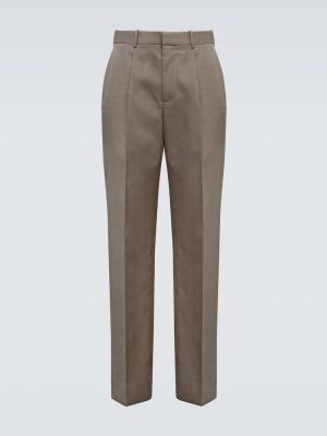 Vlněné rovné kalhoty Bottega Veneta šedé