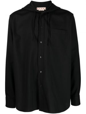 Вълнена риза с качулка Marni черно