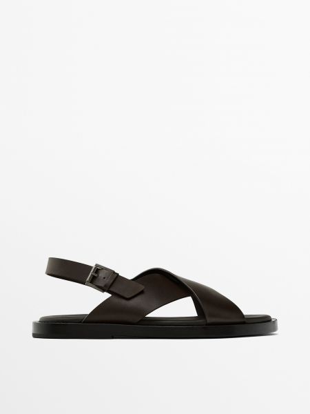 Кожаные сандалии Massimo Dutti коричневые