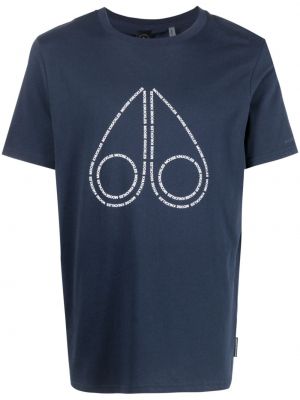Памучна тениска с принт Moose Knuckles синьо