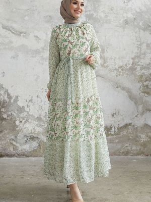 Sukienka szyfonowa w kwiatki Instyle zielona