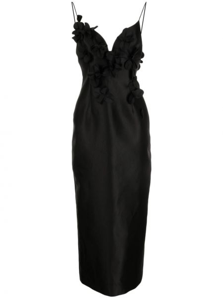 Сатенена миди рокля Acler черно