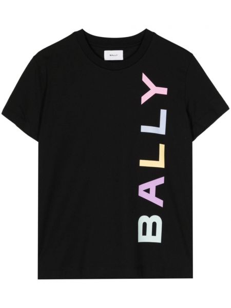 Kokvilnas t-krekls ar apdruku Bally melns