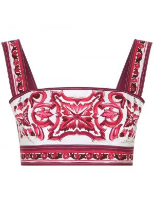 Raštuotas medvilninis crop top Dolce & Gabbana raudona