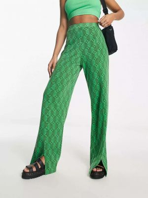 Зеленые брюки с принтом с абстрактным узором Heartbreak