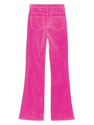Kokvilnas džinsi bootcut velveta Ganni rozā