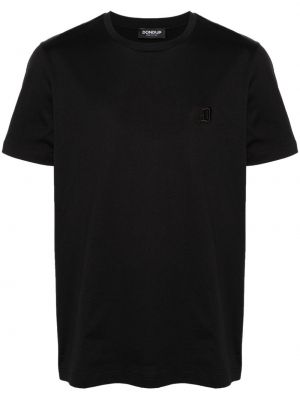 Памучна тениска бродирана Dondup черно