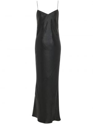 Svilena koktejl obleka Saint Laurent črna