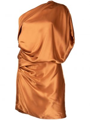 Jedwabna sukienka mini Michelle Mason pomarańczowa