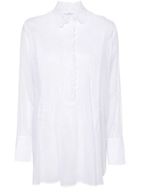 Plisirana bluza s cvetličnim vzorcem Ermanno Scervino bela