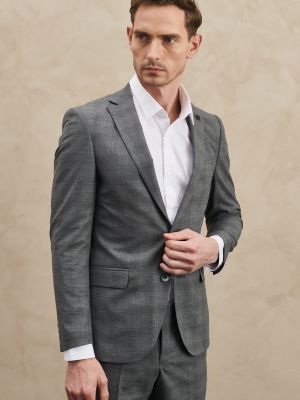 Kockovaný slim fit priliehavý oblek Altinyildiz Classics sivá