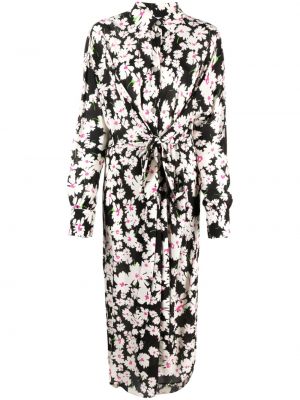Midi haljina s cvjetnim printom s printom Msgm crna